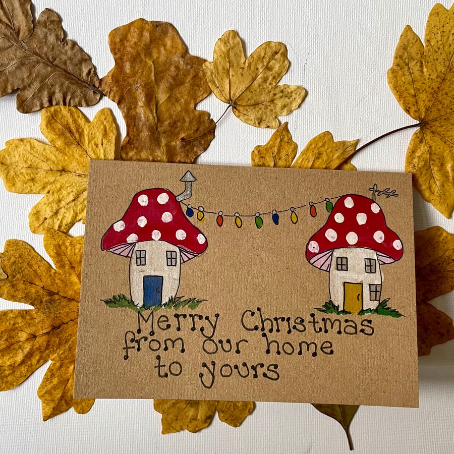 Christmas toadstool card: from our home to yours