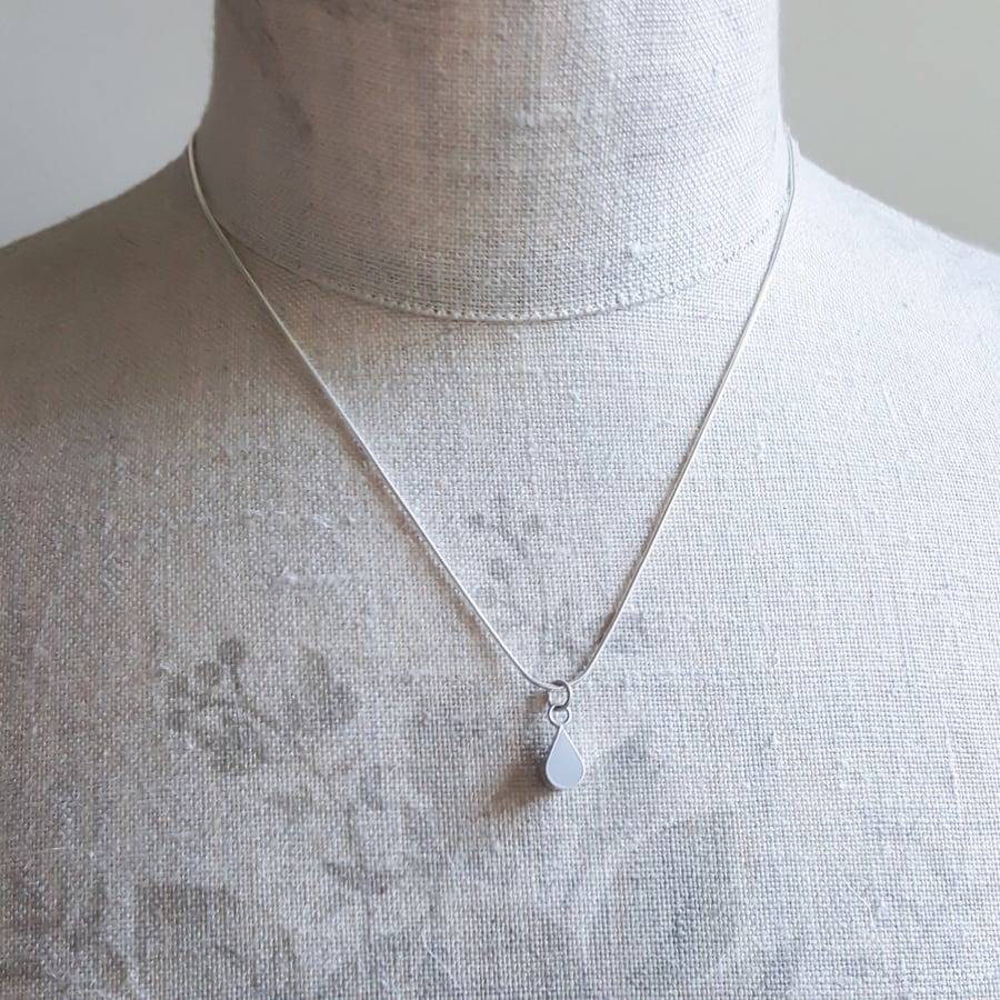 Grey Drop Pendant Necklace, Minimalist, Everyday Jewellery