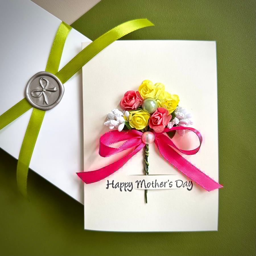 Spring flower bouquet birthday card botanical lover mum keepsake gift