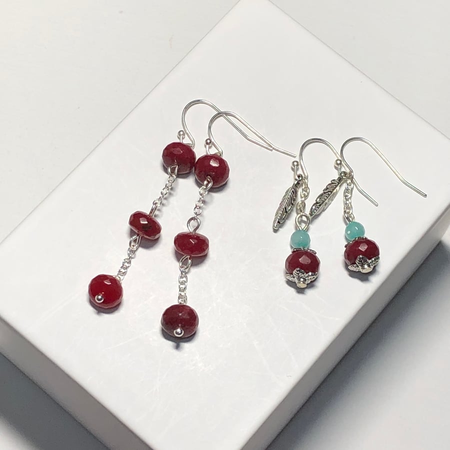 Two pairs of Ruby earrings Folksy