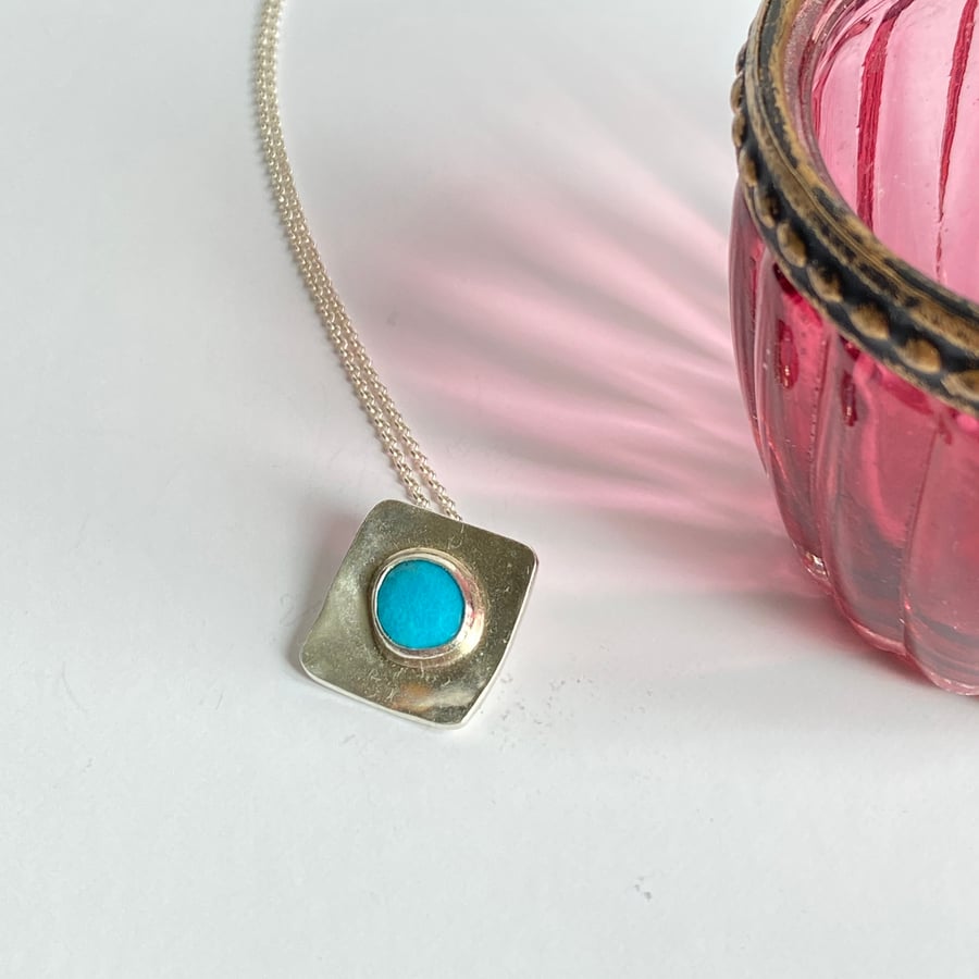 Turquoise Sterling Silver Necklace Handmade 