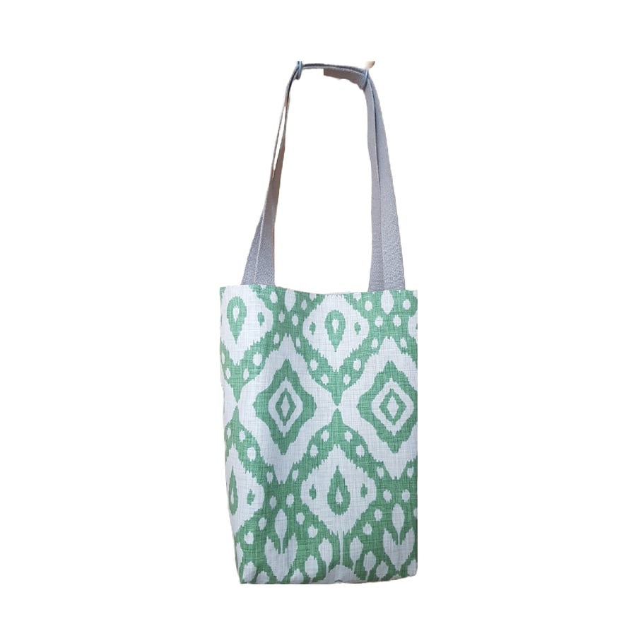 Acacia Sustainable Handmade Leather and Ikat Floral Tote Bag- Grey main image 1
