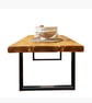 Handmade Rustic Solid Wood Coffee Table - Metal Square Framed Legs  - Image 7