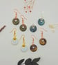 Wire Wrapped Polished Donut Gemstone Dangle Earrings