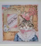 Mixed Media Collage any Occasion Card - Just for You Classy Cat - Image 1
