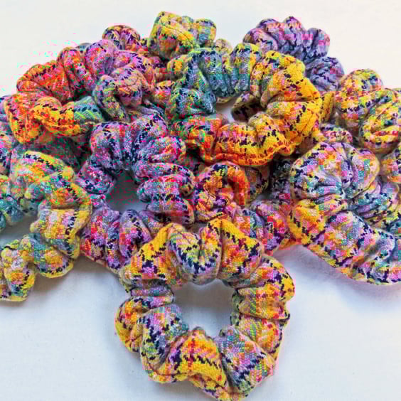 Handmade tartan scrunchies