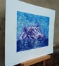 Hippo Limited Edition Original Collagraph Print Art  - Image 3