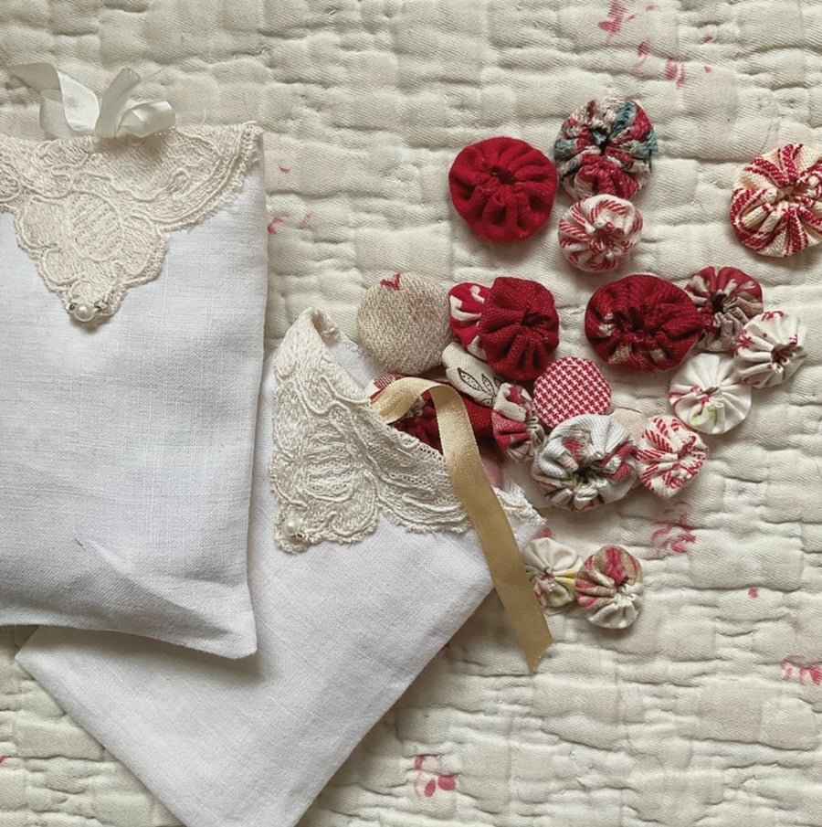 Vintage Linen Pouch of Suffolk Puffs