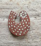 Red clay bird brooch.  - Image 1