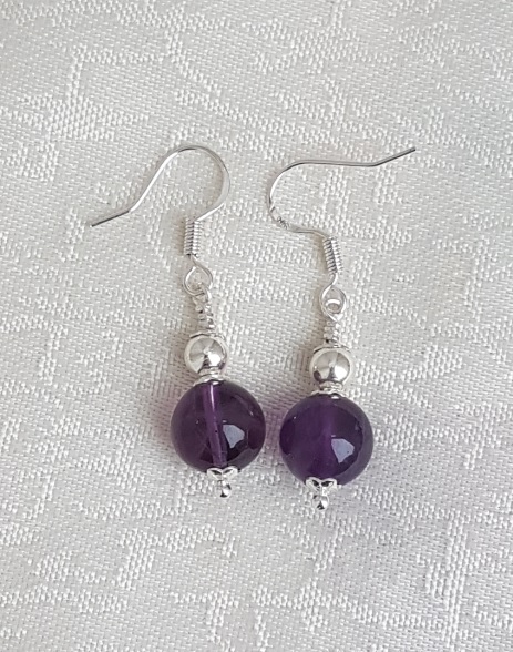 Gorgeous Gem of Fire Amethyst and Silver Bead Earrings 