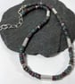 Ruby in apatite and handmade silver bead necklace, adjustable length  - Image 6