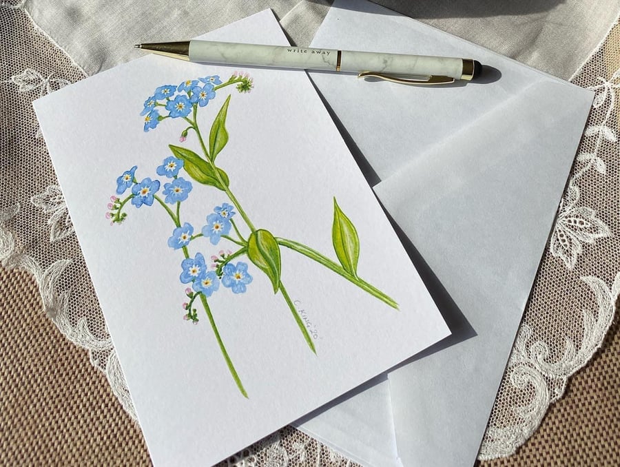 Forget me not greetings cards. Pack of five. 