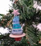 Blue and White Button Christmas Tree Decoration - Star Topper - Image 1