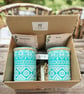 Boho Aztec Teal Handmade Recycled Eco-Friendly Indoor Kitchen Herb Gift Set - Image 1