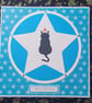 Xmas Star Cat Christmas Card blue - Image 1