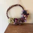 Dried Flower and Foliage Wreath Decoration. 15cm Wide. 