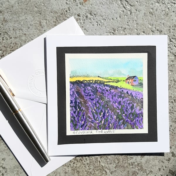 Blank Card. Birthday, Anniversary Norfolk Lavender. Keepsake Card. All Occasions