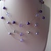 AMETHYST, LAVENDER, LILAC AND SILVER MULTI STRAND NECKLACE.  724