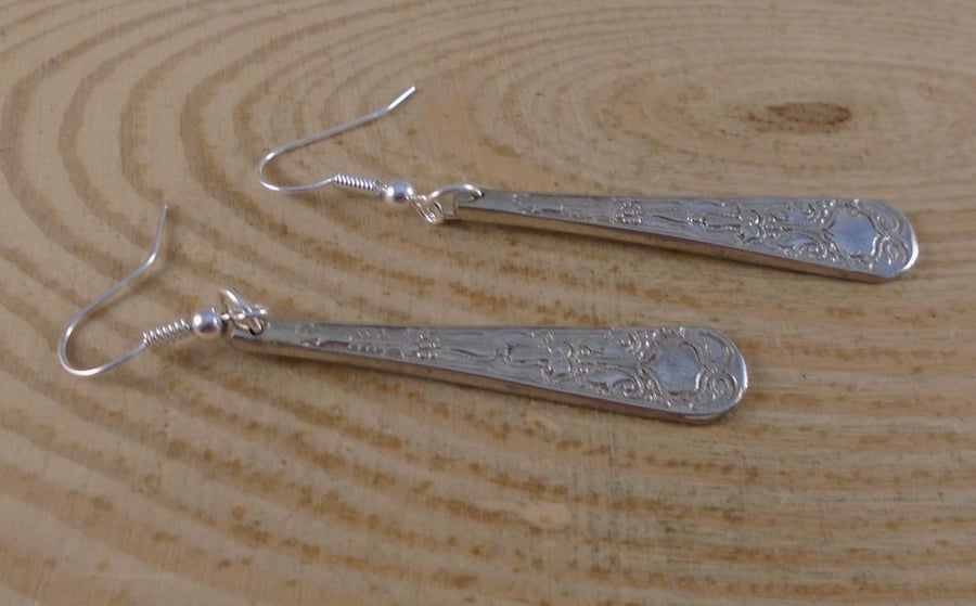 Upcycled Silver Plated Paisley Sugar Tong Handle Earrings SPE072011