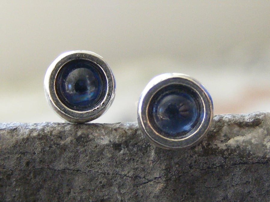 Sterling Silver Iolite Gemstone Stud Earrings