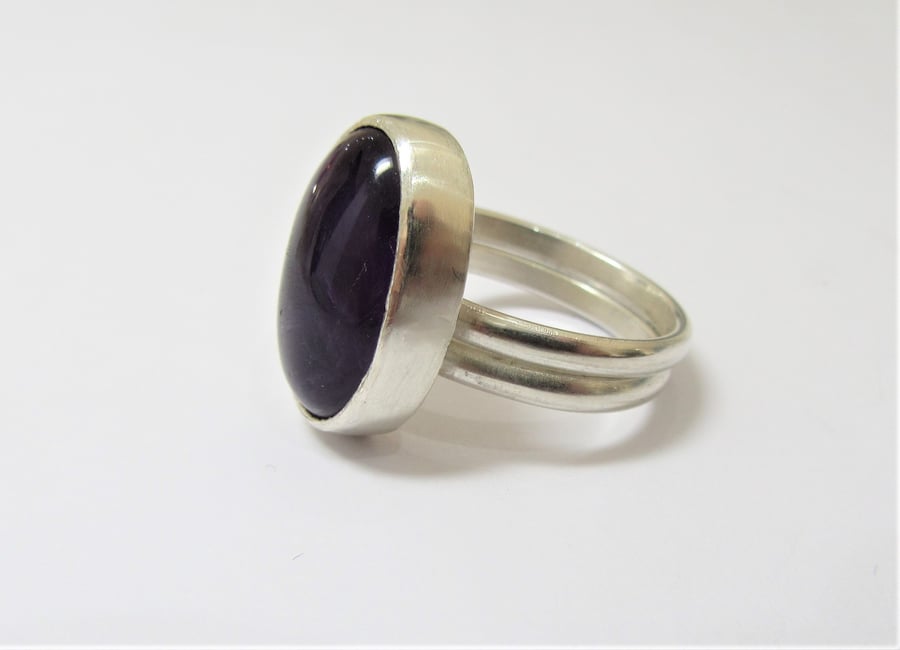 Amethyst ring -recycled sterling silver - February birthstone - stone ring