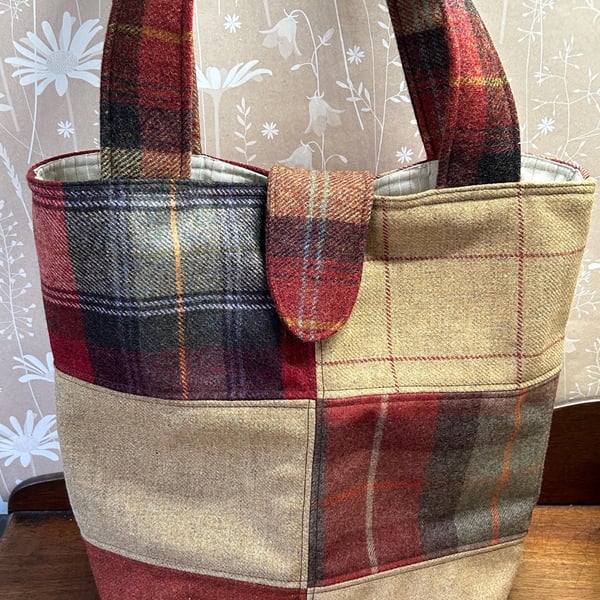 Wool Patchwork Tote Bag, Wool Bag, Wool Shoulder Bag, Tote Bag, Bags, Shoulder b