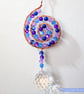 Suncatcher copper wire wrapped spiral shape with purple & blue beads - Image 3