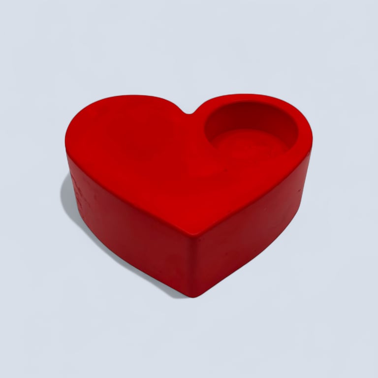 Perfectly Imperfect Red Heart Shaped Tealight Holder Handmade Home Decor