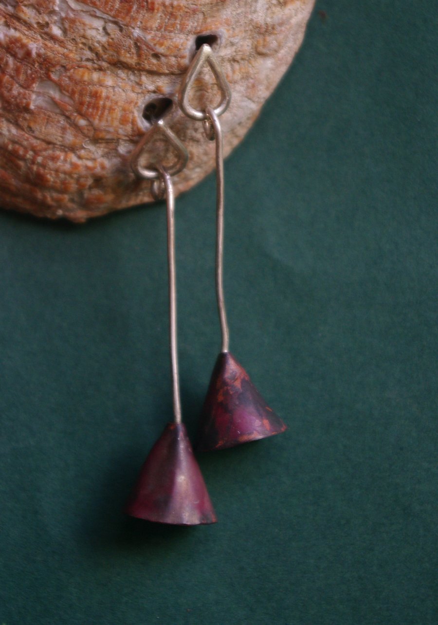 Copper Bell Flower Dangle Earrings