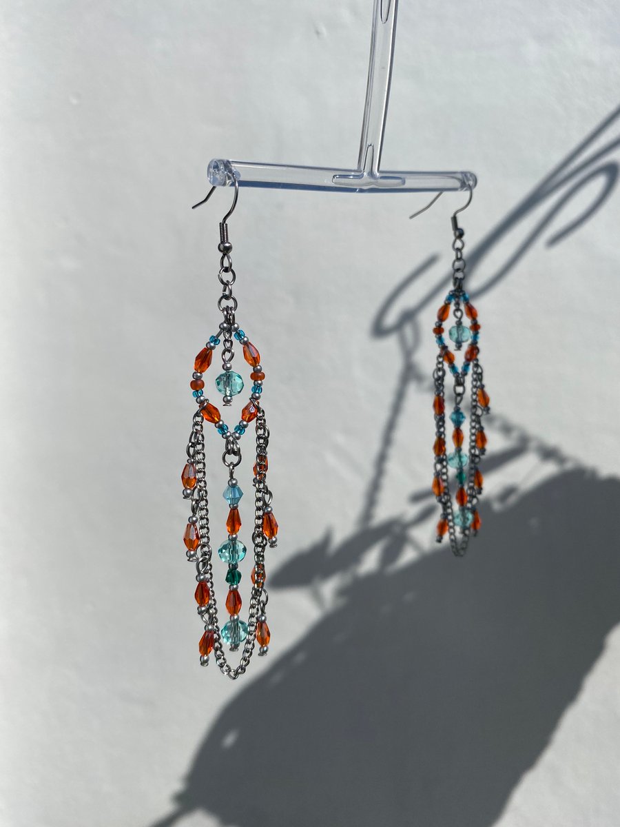 Suzette - Orange & Turquoise Earrings 