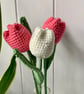 tulip mini bouquet, crochet flowers pink and cream - Image 6
