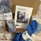 Hat knitting kit with one skein of hand dyed yarn