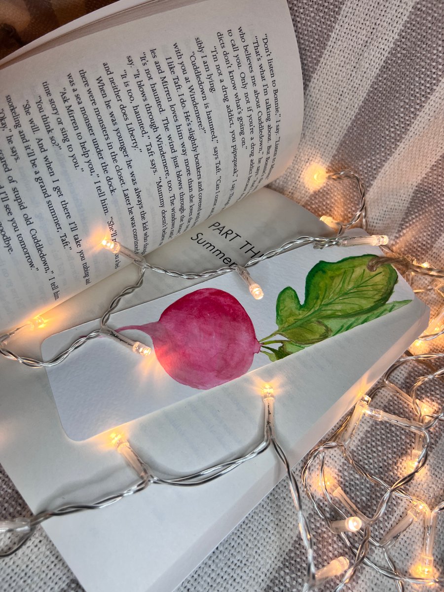 Radish bookmark, hand painted watercolour art