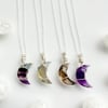 Moon Crystal necklace, 925 Sterling Silver, Amethyst, Labradorite, Fluorite