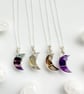 Moon Crystal necklace, 925 Sterling Silver, Amethyst, Labradorite, Fluorite