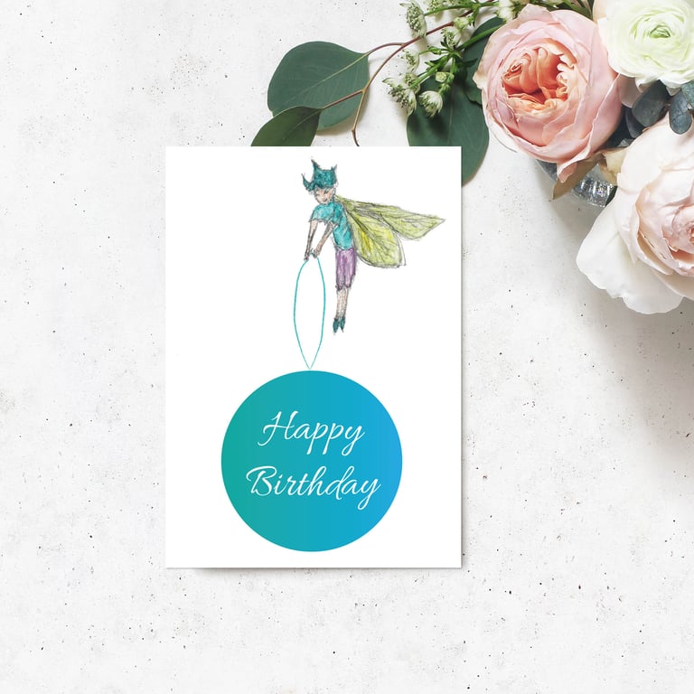 Fairy wishes A5 birthday card