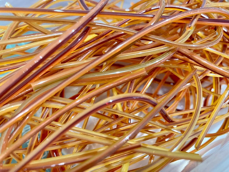 200g ‘Rich Amber’ Bullseye 90coe glass Vitrigraph stringers