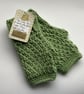 FINGERLESS MITTS , gloves ' Erme Trail '. Soft Wool blend. L. green. - Image 2