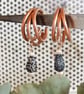 Weathered agate & copper hoop earrings; textured drop earrings - Image 2