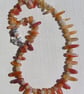 Orange Carnelian & Peach Aventurine Gemstone Chunky Statement Beaded Necklace - Image 4