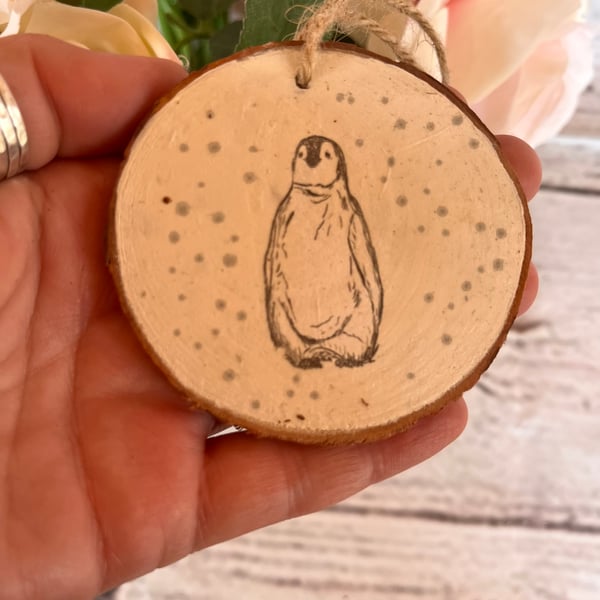 Log slice Christmas decoration hanging wood slice decoupaged 