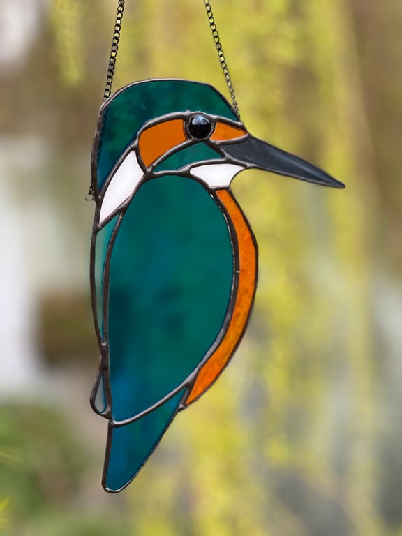 Stained Glass kingfisher - spring bird lover gift 
