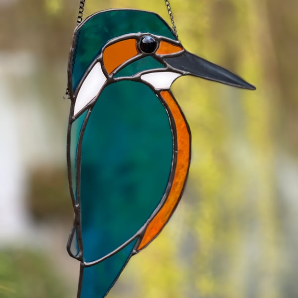 Stained Glass kingfisher - spring bird lover gift 