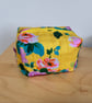 Bright Roses Print Fabric Quilted Box Shape Makeup Bag - Image 6