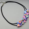 Crystal Glass Beads Microcrochet Orchid Necklace 