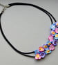 Crystal Glass Beads Microcrochet Orchid Necklace 