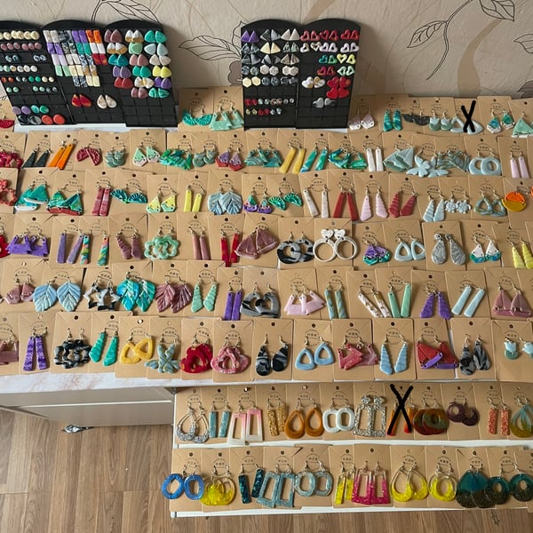(Mystery Clearance) (Studs Only) Handmade Polymer Clay & Resin Earrings. 