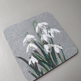 Coaster, Snowdrops coaster, melamine coaster