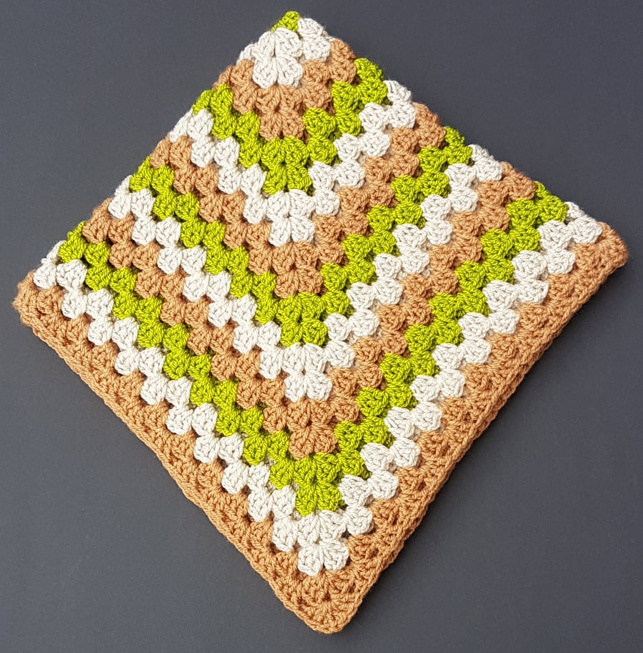 Crochet Baby Blanket Brown & Green