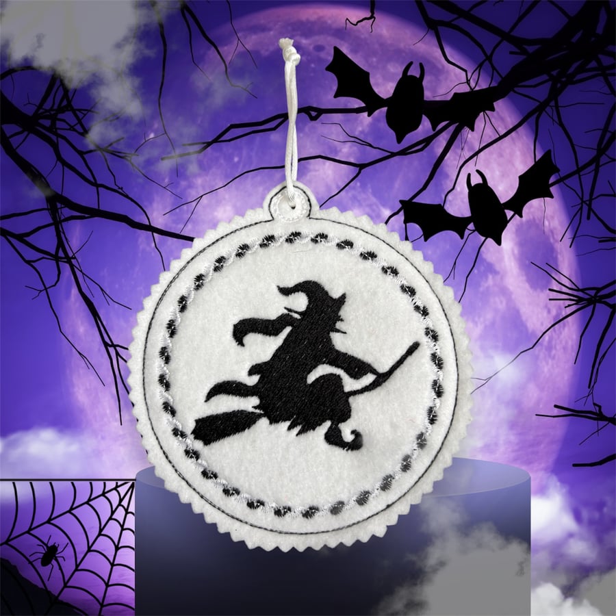 Witch Halloween Embroidered Hanging Keepsake, 